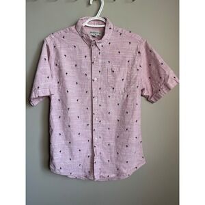 Urban Man Flamingo Print Short Sleeve Button Down Shirt M Tropical Beachy Preppy